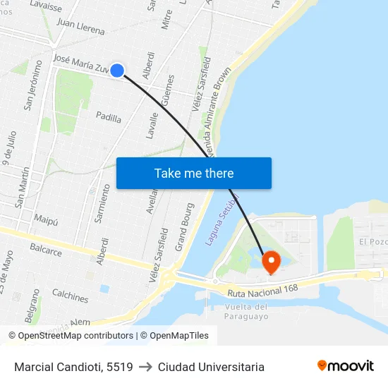 Marcial Candioti, 5519 to Ciudad Universitaria map