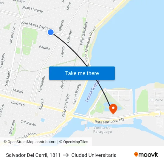 Salvador Del Carril, 1811 to Ciudad Universitaria map