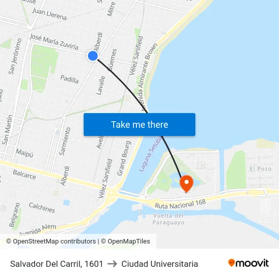Salvador Del Carril, 1601 to Ciudad Universitaria map
