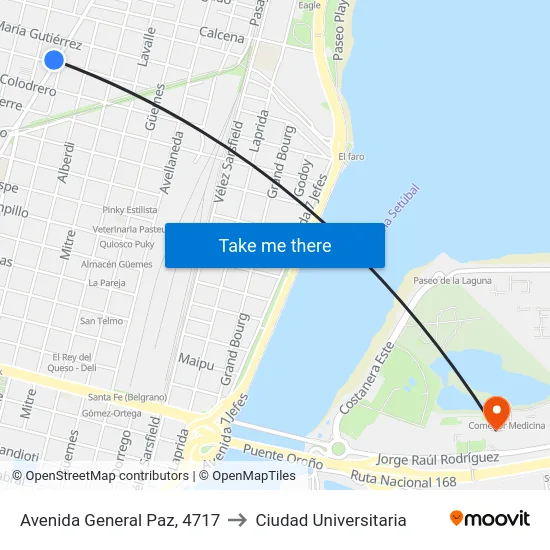 Avenida General Paz, 4717 to Ciudad Universitaria map