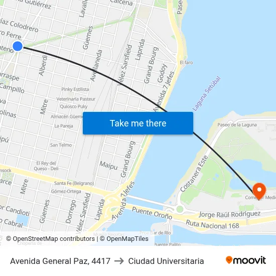 Avenida General Paz, 4417 to Ciudad Universitaria map