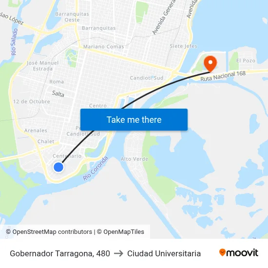 Gobernador Tarragona, 480 to Ciudad Universitaria map