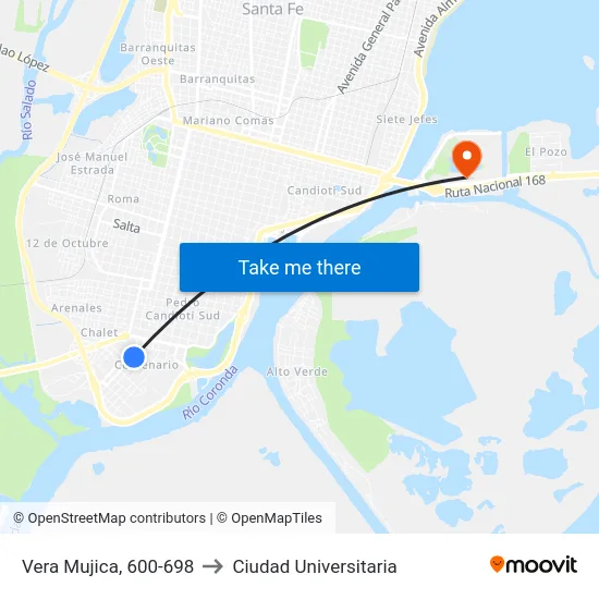 Vera Mujica, 600-698 to Ciudad Universitaria map