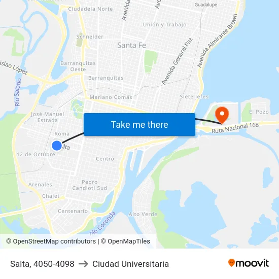 Salta, 4050-4098 to Ciudad Universitaria map