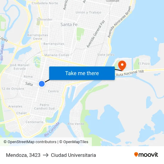 Mendoza, 3423 to Ciudad Universitaria map