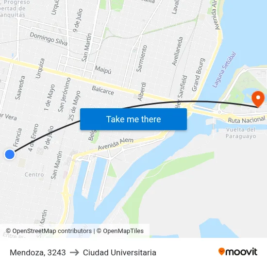 Mendoza, 3243 to Ciudad Universitaria map