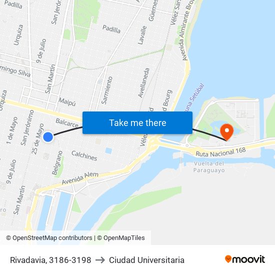 Rivadavia, 3186-3198 to Ciudad Universitaria map