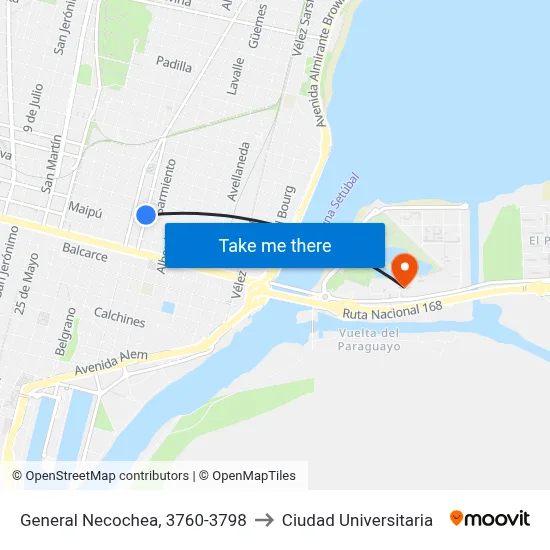 General Necochea, 3760-3798 to Ciudad Universitaria map