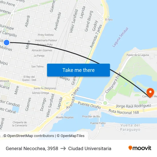 General Necochea, 3958 to Ciudad Universitaria map