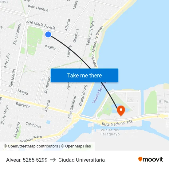 Alvear, 5265-5299 to Ciudad Universitaria map