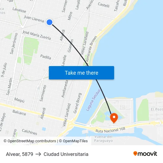 Alvear, 5879 to Ciudad Universitaria map