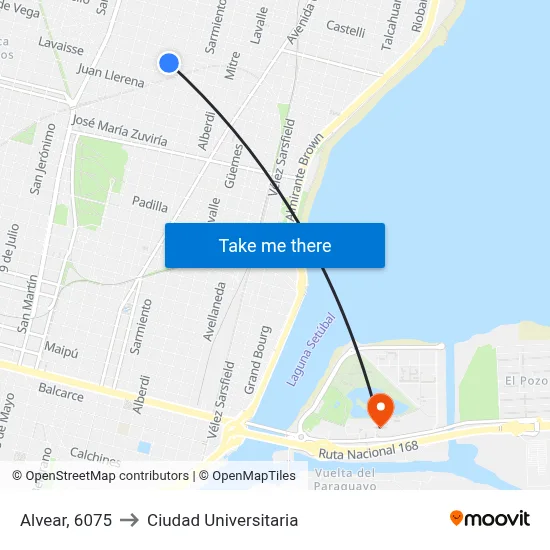 Alvear, 6075 to Ciudad Universitaria map