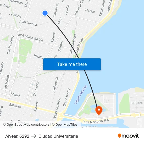 Alvear, 6292 to Ciudad Universitaria map