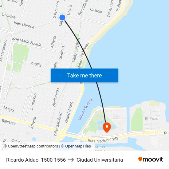 Ricardo Aldao, 1500-1556 to Ciudad Universitaria map
