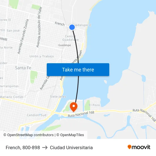 French, 800-898 to Ciudad Universitaria map