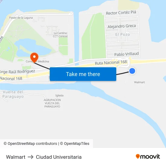 Walmart to Ciudad Universitaria map