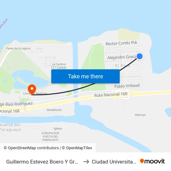 Guillermo Estevez Boero Y Greca to Ciudad Universitaria map