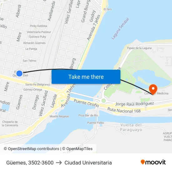 Güemes, 3502-3600 to Ciudad Universitaria map