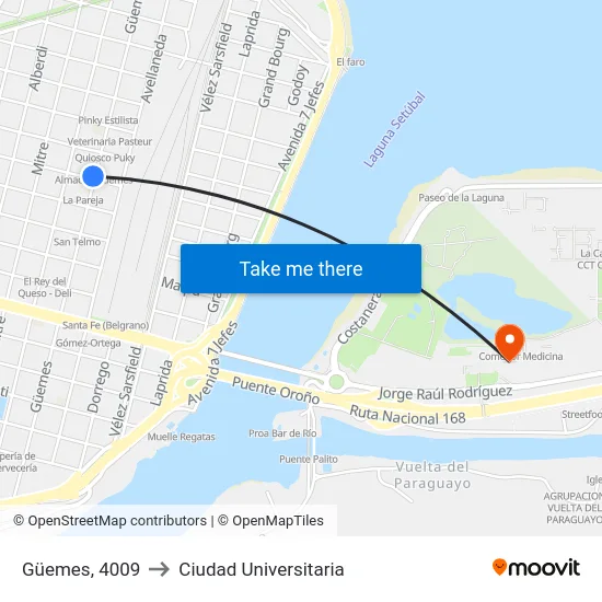 Güemes, 4009 to Ciudad Universitaria map