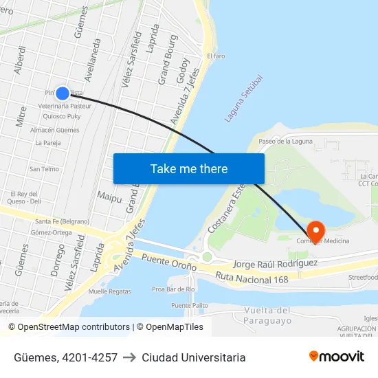 Güemes, 4201-4257 to Ciudad Universitaria map