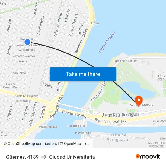 Güemes, 4189 to Ciudad Universitaria map