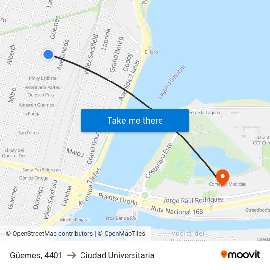 Güemes, 4401 to Ciudad Universitaria map