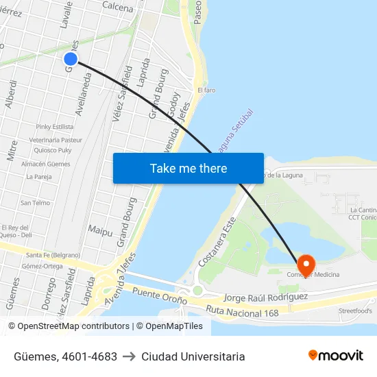 Güemes, 4601-4683 to Ciudad Universitaria map