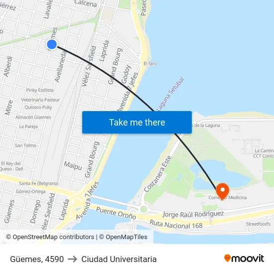 Güemes, 4590 to Ciudad Universitaria map