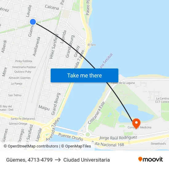 Güemes, 4713-4799 to Ciudad Universitaria map