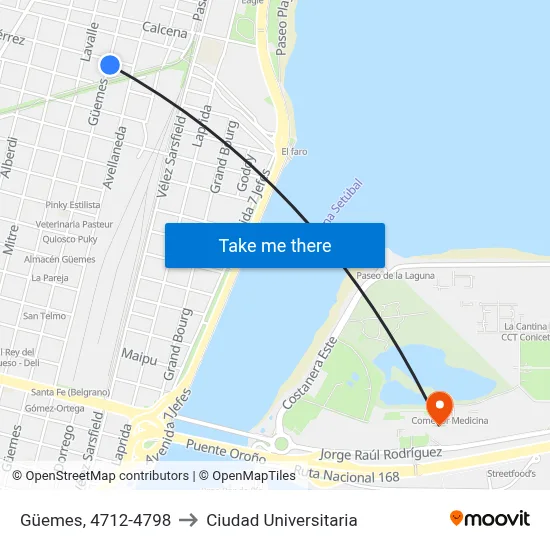 Güemes, 4712-4798 to Ciudad Universitaria map