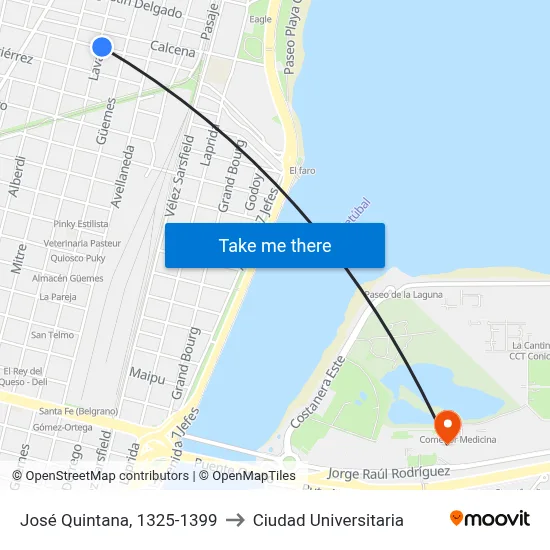 José Quintana, 1325-1399 to Ciudad Universitaria map
