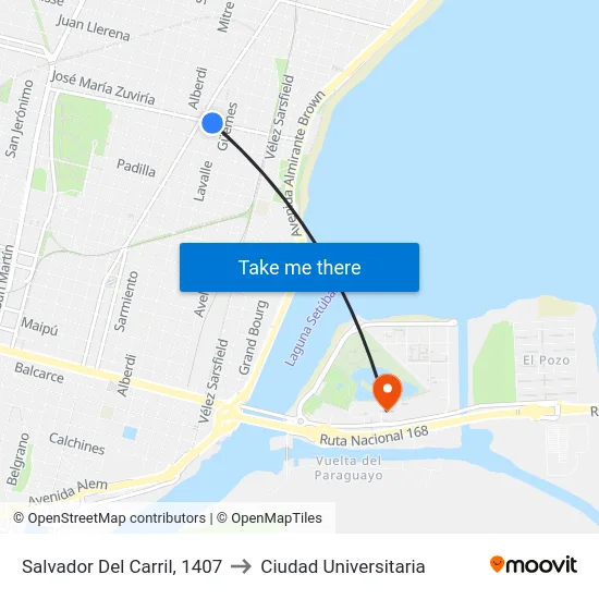 Salvador Del Carril, 1407 to Ciudad Universitaria map