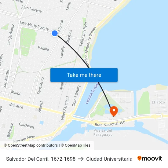 Salvador Del Carril, 1672-1698 to Ciudad Universitaria map
