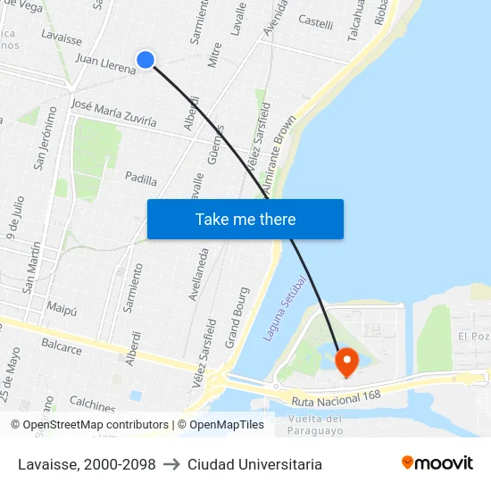 Lavaisse, 2000-2098 to Ciudad Universitaria map
