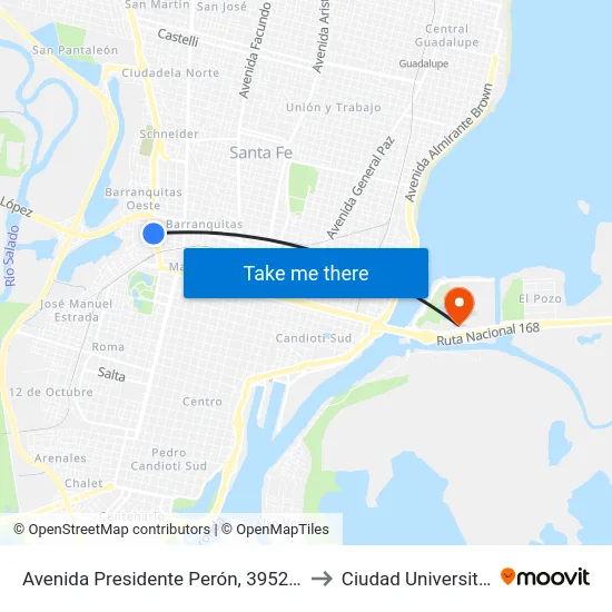 Avenida Presidente Perón, 3952-4000 to Ciudad Universitaria map