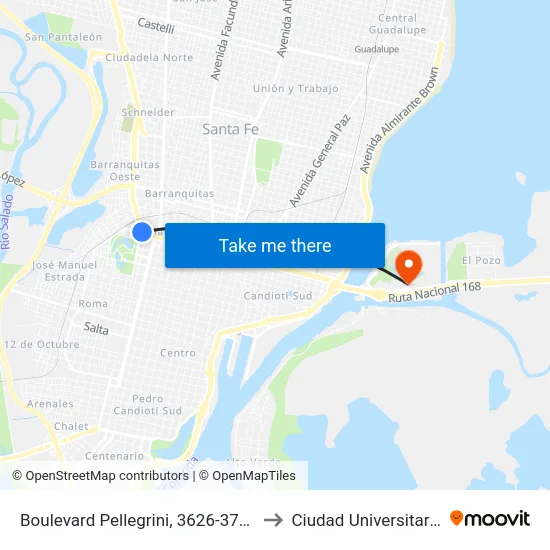 Boulevard Pellegrini, 3626-3700 to Ciudad Universitaria map