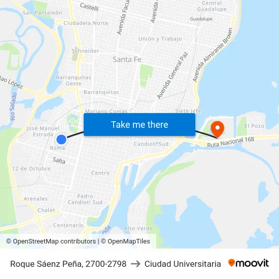 Roque Sáenz Peña, 2700-2798 to Ciudad Universitaria map