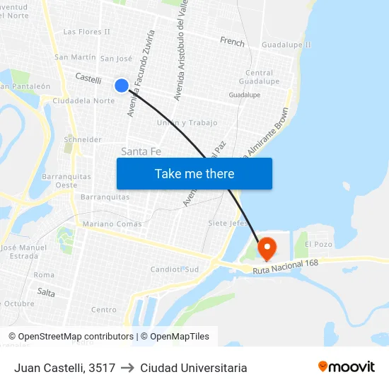 Juan Castelli, 3517 to Ciudad Universitaria map
