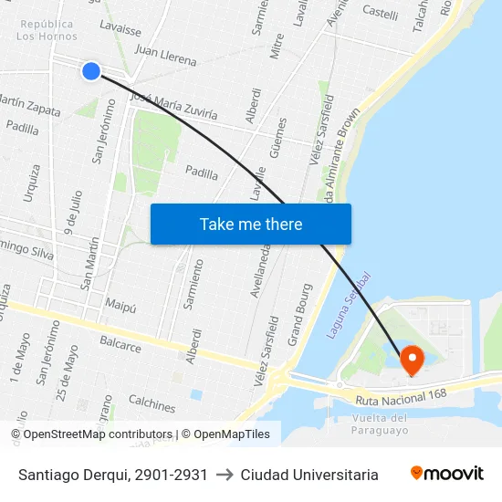 Santiago Derqui, 2901-2931 to Ciudad Universitaria map