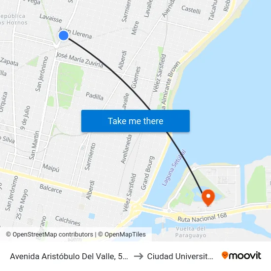 Avenida Aristóbulo Del Valle, 5798 to Ciudad Universitaria map