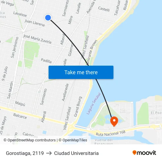 Gorostiaga, 2119 to Ciudad Universitaria map
