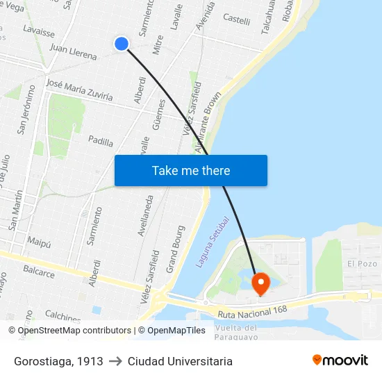 Gorostiaga, 1913 to Ciudad Universitaria map