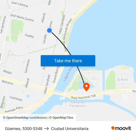Güemes, 5300-5348 to Ciudad Universitaria map