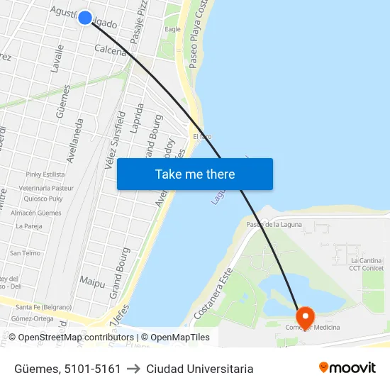 Güemes, 5101-5161 to Ciudad Universitaria map