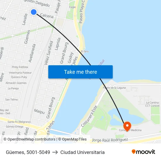 Güemes, 5001-5049 to Ciudad Universitaria map
