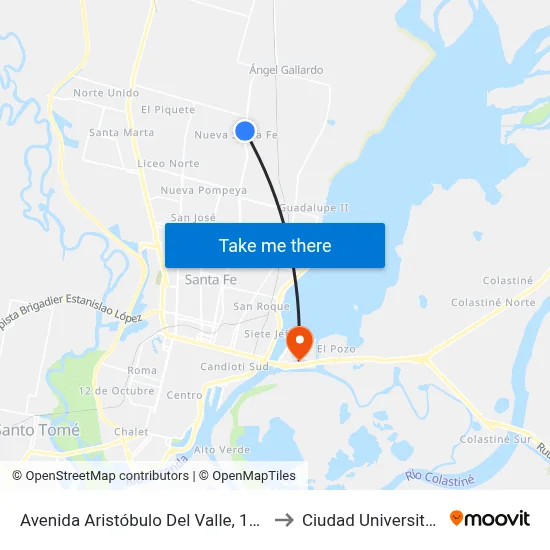 Avenida Aristóbulo Del Valle, 10037 to Ciudad Universitaria map