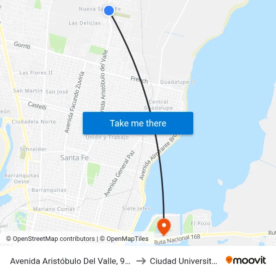 Avenida Aristóbulo Del Valle, 9867 to Ciudad Universitaria map