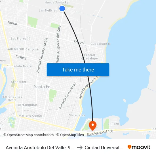 Avenida Aristóbulo Del Valle, 9800 to Ciudad Universitaria map