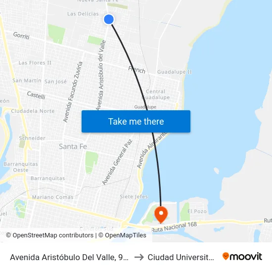 Avenida Aristóbulo Del Valle, 9637 to Ciudad Universitaria map