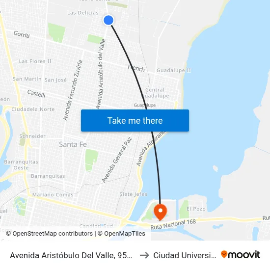 Avenida Aristóbulo Del Valle, 9551-9635 to Ciudad Universitaria map